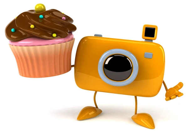 Fun camera with cupcake — Stock Photo, Image