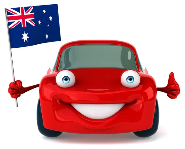 Avustralya bayrağı ile eğlenceli araba — Stok fotoğraf