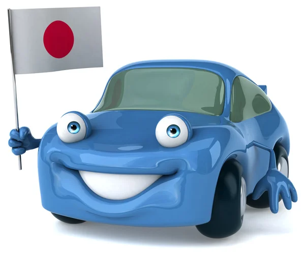 Divertido coche con bandera de Japón —  Fotos de Stock