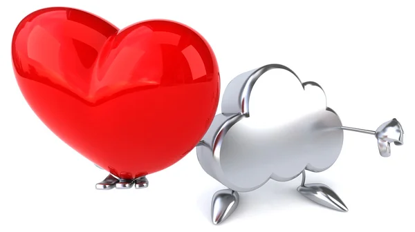Fun cloud with red heart — Stock Photo, Image