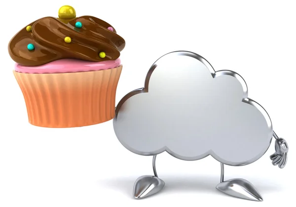 Cartoon cloud with cupcake — Stock Photo, Image