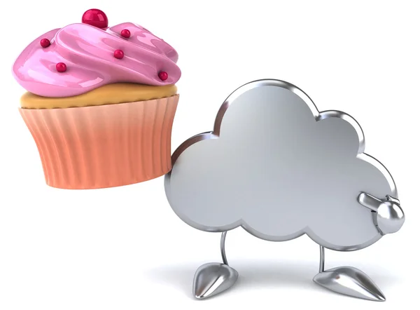 Cartoon wolk met cupcake — Stockfoto