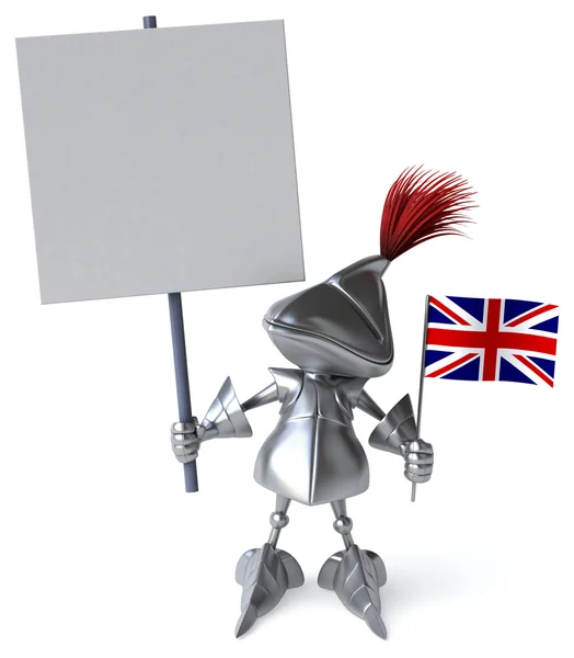 Fun knight with flag of England — Stock Photo, Image