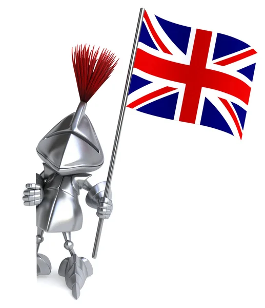 有趣的骑士与英国国旗 — 图库照片