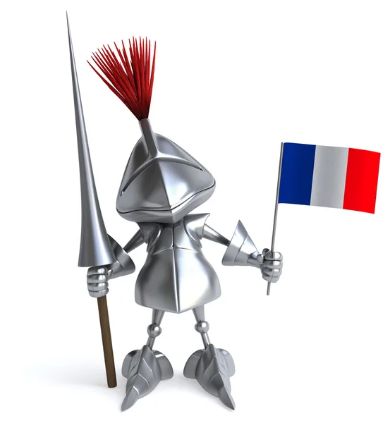 Веселый рыцарь с флагом Франции — стоковое фото