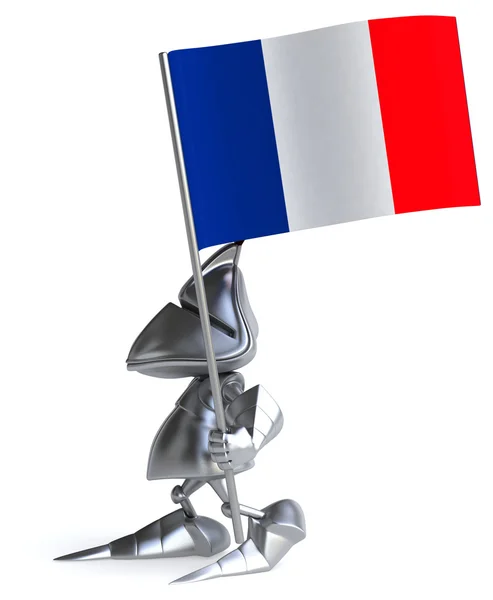 Cavaleiro divertido com a bandeira da França — Fotografia de Stock
