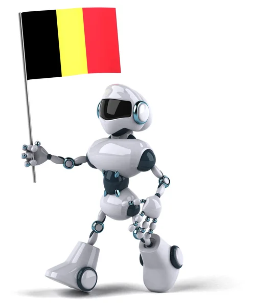 Divertido robot con bandera de Bélgica — Foto de Stock