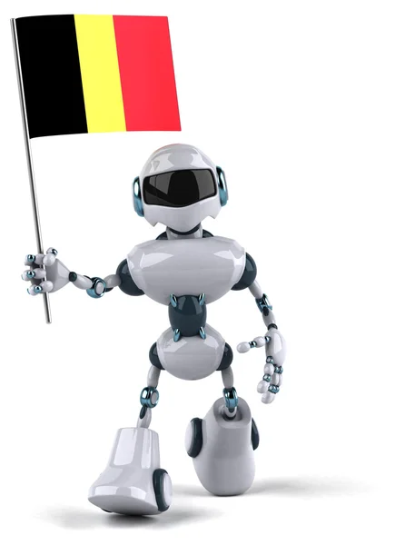 Divertido robot con bandera de Bélgica — Foto de Stock