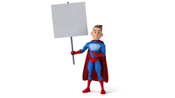 Fun superhero at blank board — Stock Video