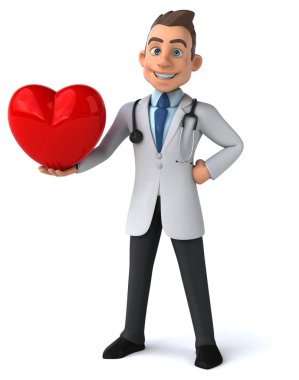 Kırmızı kalp ile eğlenceli doktor