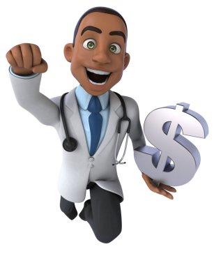 Dolar işaretli eğlenceli doktor.