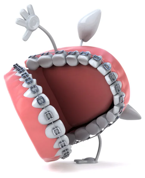 Divertidos dientes con aparatos ortopédicos — Foto de Stock
