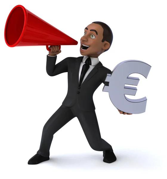 Empresário divertido com sinal de euro — Fotografia de Stock