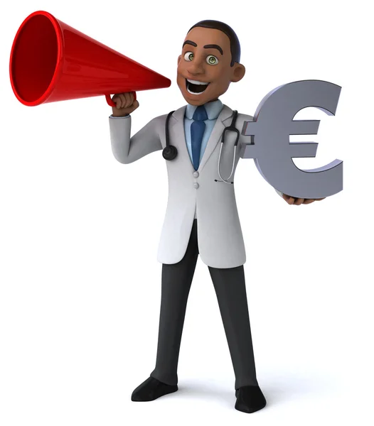 Euro simgesi ile eğlenceli doktor — Stok fotoğraf