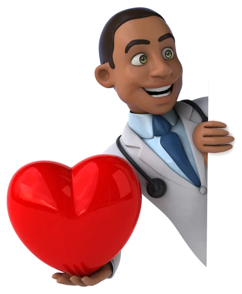 Fun doctor with  red heart — Stock Photo, Image