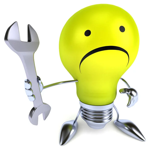 Fun light bulb with wrench — Stock Photo, Image