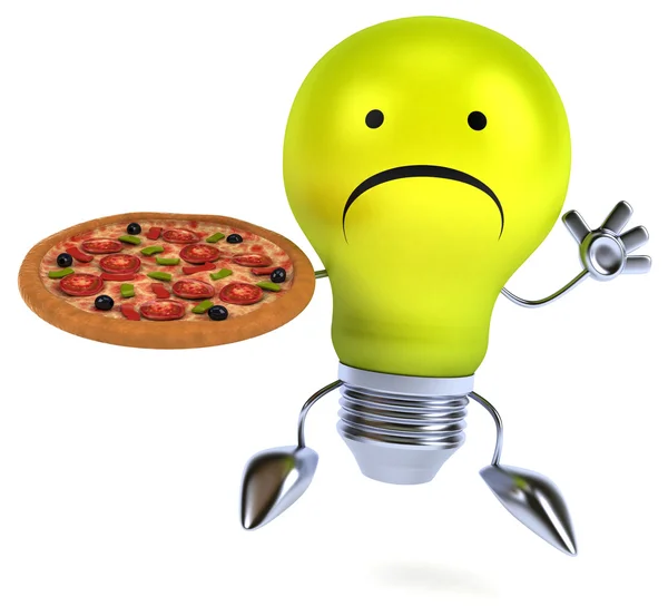 Fun light bulb with pizza — Stock Photo, Image