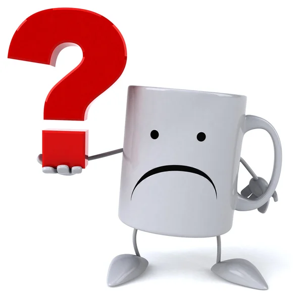 Fun mug  with question sign — Stock Photo, Image