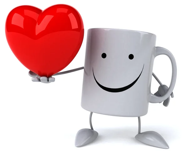 Tasse amusante avec coeur rouge — Photo