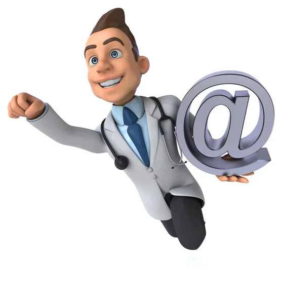 Médico divertido con signo de correo electrónico —  Fotos de Stock