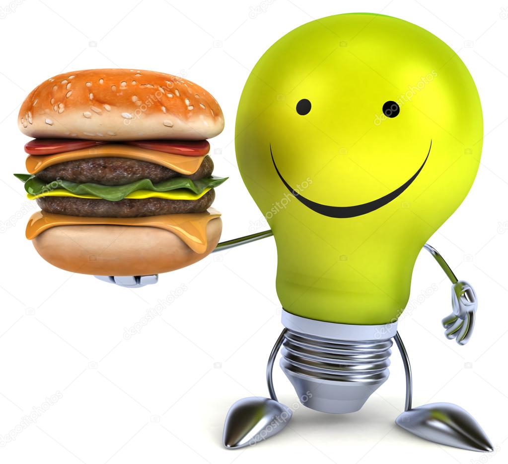 Ampoule amusante avec hamburger image libre de droit par julos © #61659475