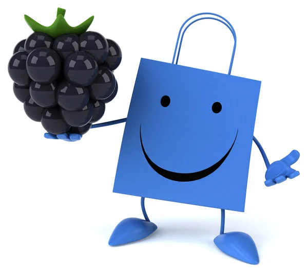 Cartoon Shopping bag with blackberry — Stock Photo, Image