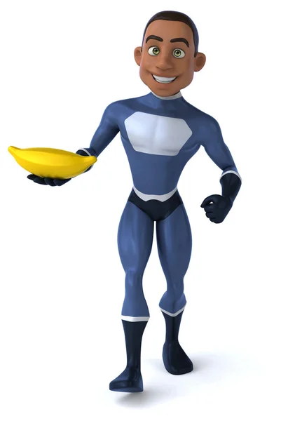 Superhéroe divertido con plátano — Foto de Stock