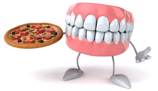 Fun teeth with pizza — Stock Photo, Image