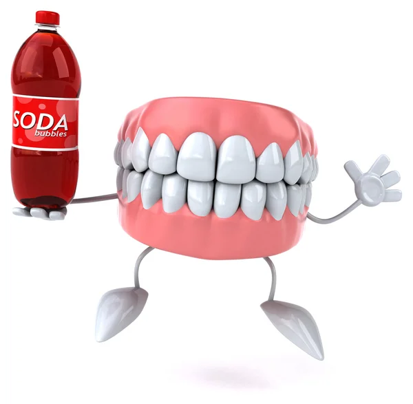 Kul tänder med läsk flaska — Stockfoto