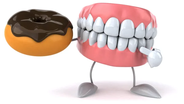 Dentes divertidos com donut — Fotografia de Stock