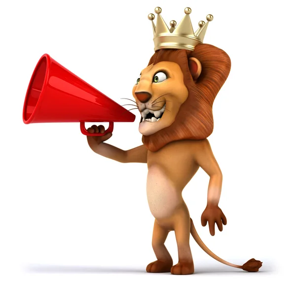 Lion with loudspeaker — Stock Photo, Image