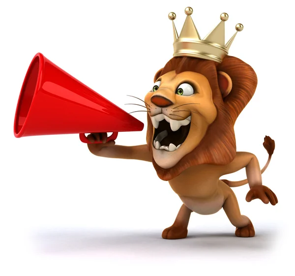 Lion with loudspeaker — Stock Photo, Image