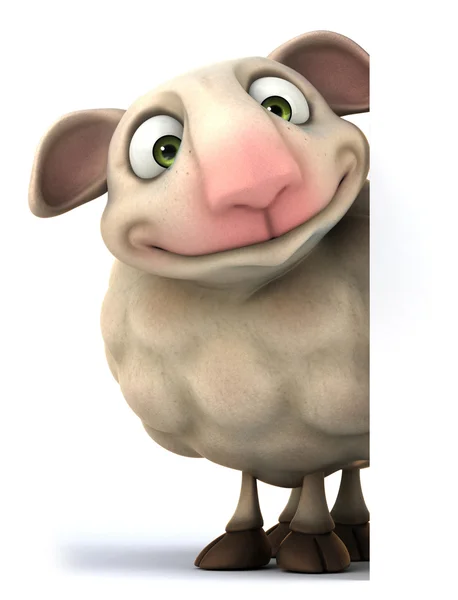 Cartoon Sheep at blank board — Stock Photo, Image