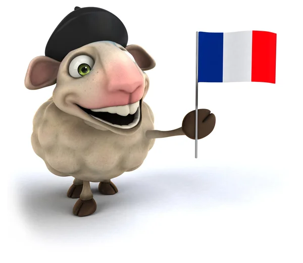 Franse schapen met vlag — Stockfoto