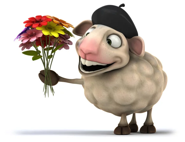 Leuk Ierse schapen met bloemen — Stockfoto