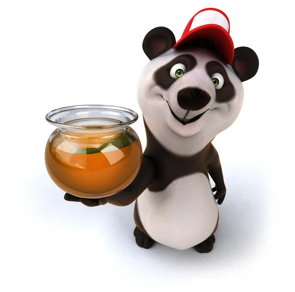 Happy panda 3d with honey — Stock Photo, Image
