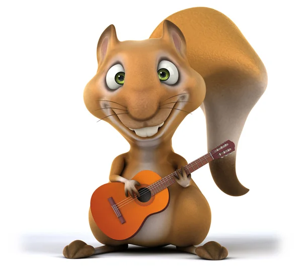 Leuk eekhoorn met gitaar — Stockfoto