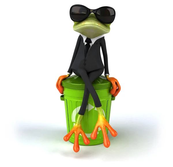 Business frog and recycling can — Stock Photo, Image