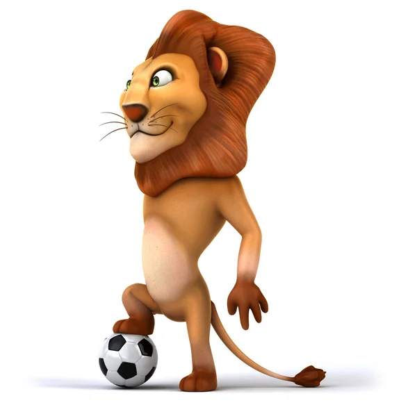Fun lion with football ball — Stock Photo, Image
