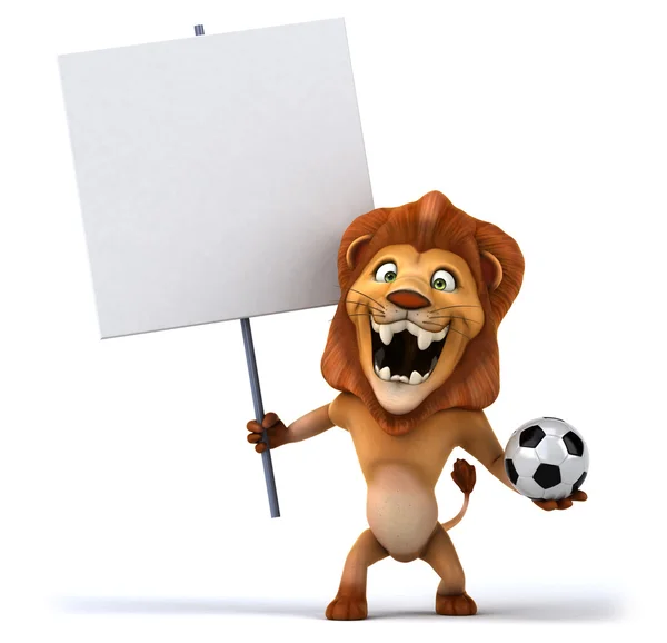 有趣的狮子与足球球 — 图库照片