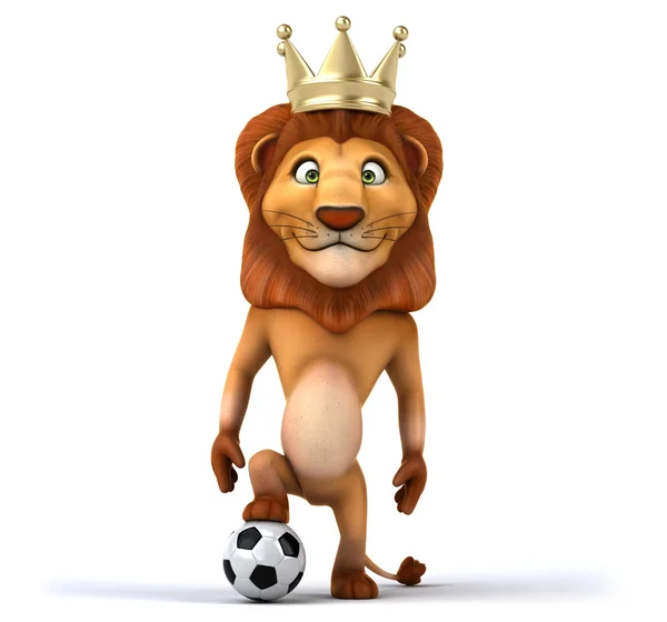 Fun lion with football ball — Stock Photo, Image