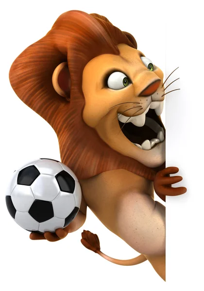 Lion amusant avec ballon de football — Photo