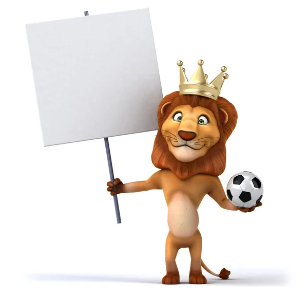 Fun lion with football ball — Stock Photo, Image