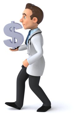 Dolar işaretli eğlenceli doktor.