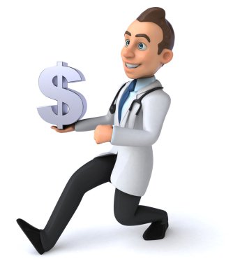 Dolar işaretli eğlenceli doktor.