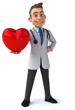 Kırmızı kalp ile eğlenceli doktor