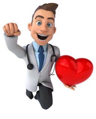 Kırmızı kalp ile eğlenceli doktor