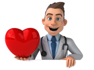 Kırmızı kalp ile eğlenceli doktor
