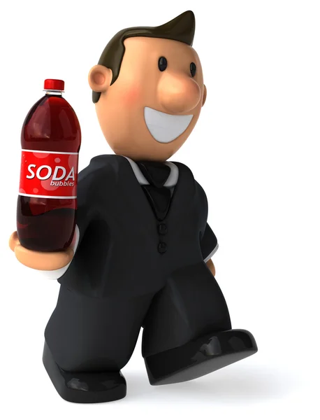 Soda şişesi ile iş adamı — Stok fotoğraf