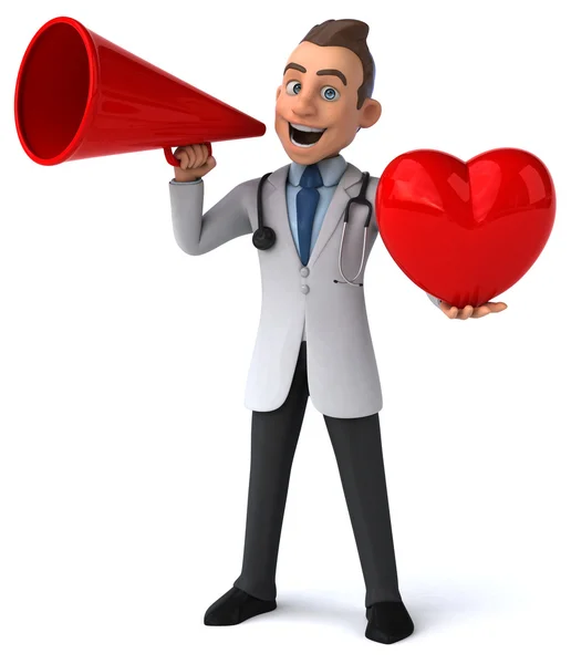 Fun doctor with red heart — Stock Photo, Image